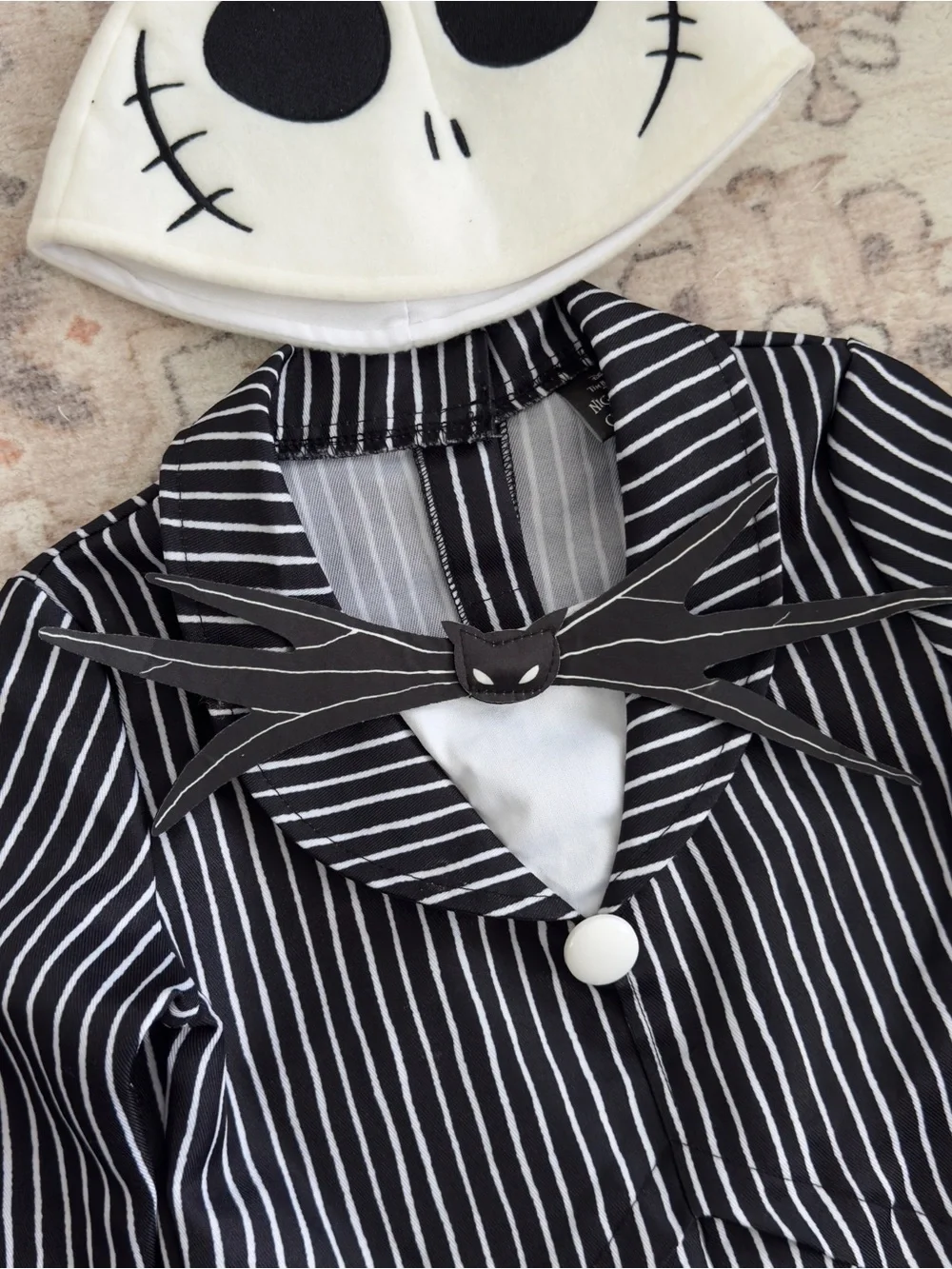 Disney Jack Skellington Pinstripe One-Piece Footie in Black & White